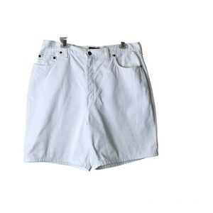 Faded Glory White Denim Mom Shorts Size 18W Logo Pockets 100%‎ Cotton Vintage